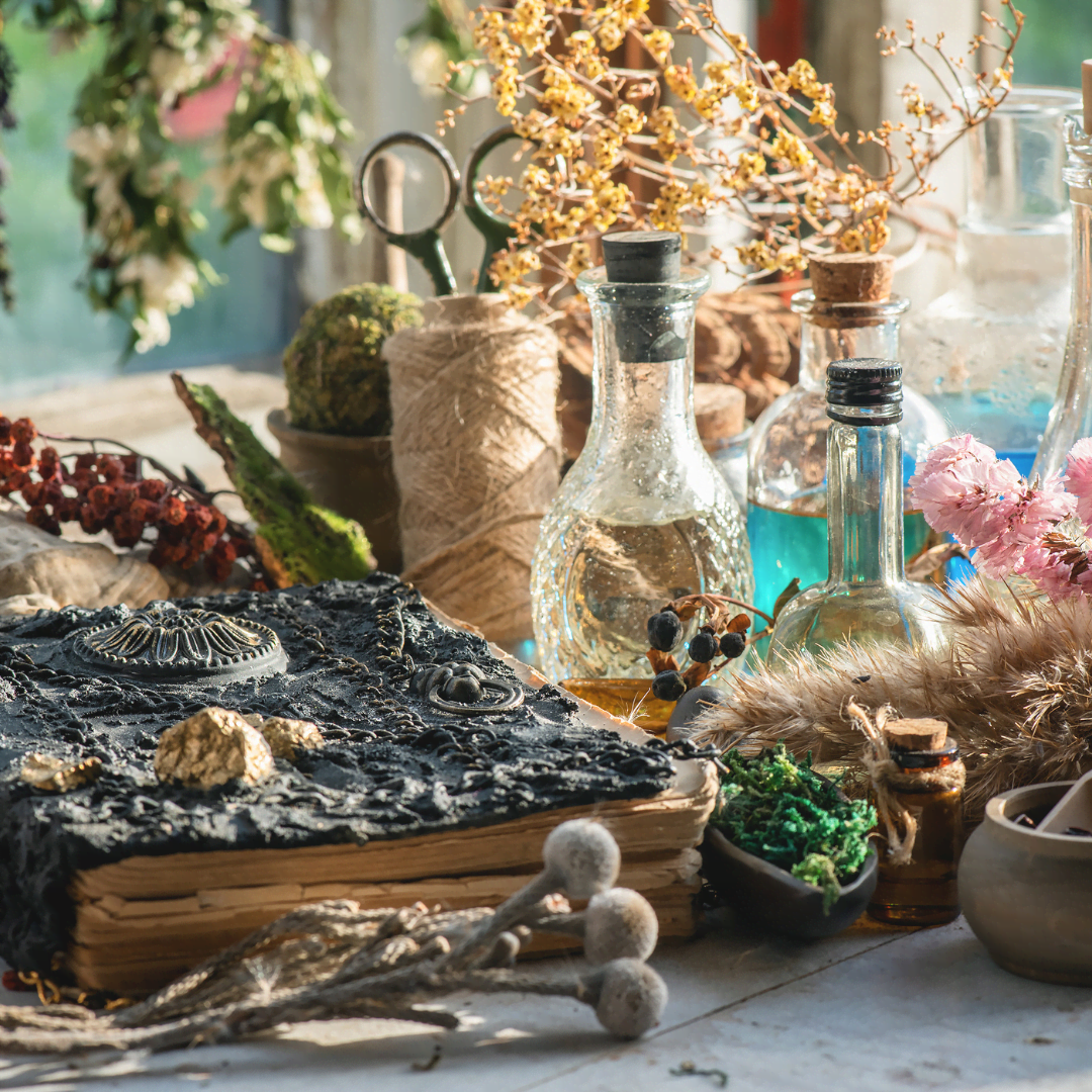 A table with an large assortment of items